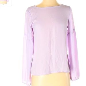 The Limited sz XS blouse BOHO lavender long lantern sleeves ruched w round neck